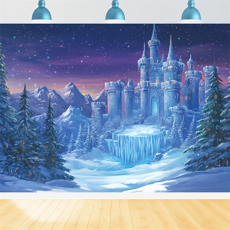 Winter Wonderland Backdrop Snowy Pines Castle Backdrop UK BRP57-370