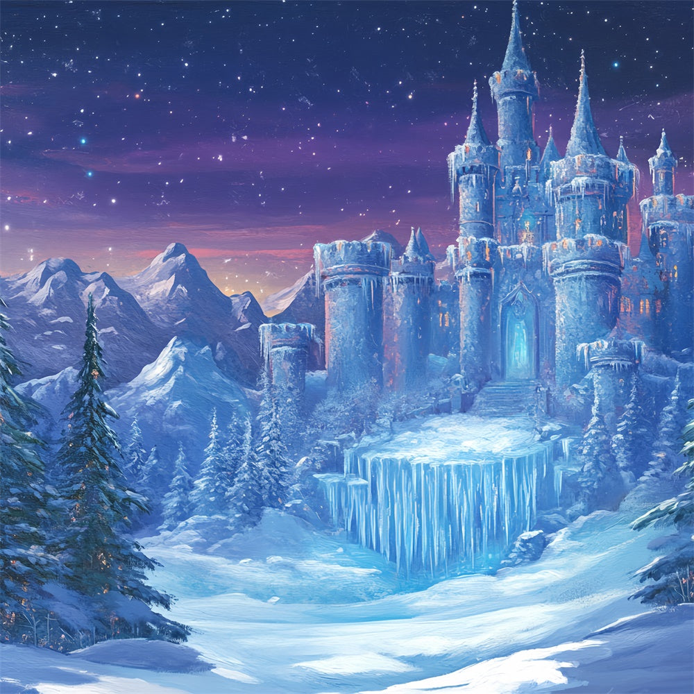 Winter Wonderland Backdrop Snowy Pines Castle Backdrop UK BRP57-370