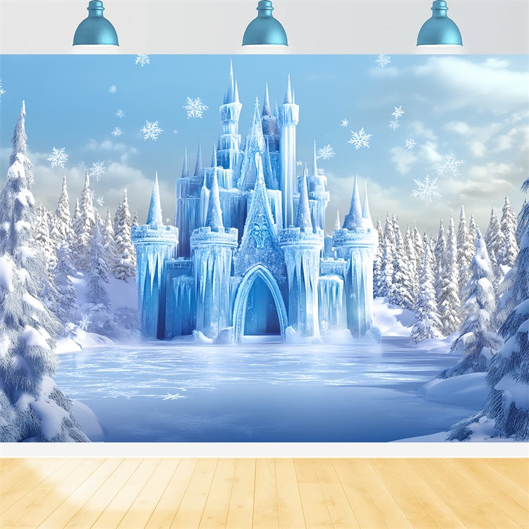 Winter Photo Backdrop Glacial Frozen Castle Backdrop UK BRP57-374