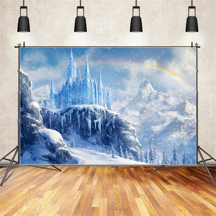 Winter Wonderland Backdrops Rainbow Frozen Castle Backdrop UK BRP57-377