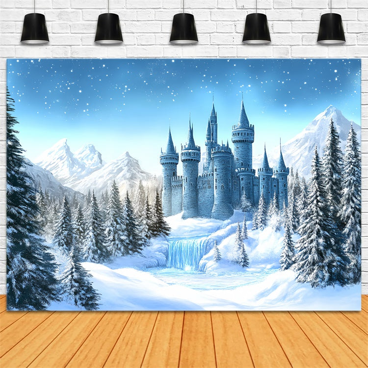 Winter Wonderland Backdrop Frosted Fairytale Castle Backdrop UK BRP57-379