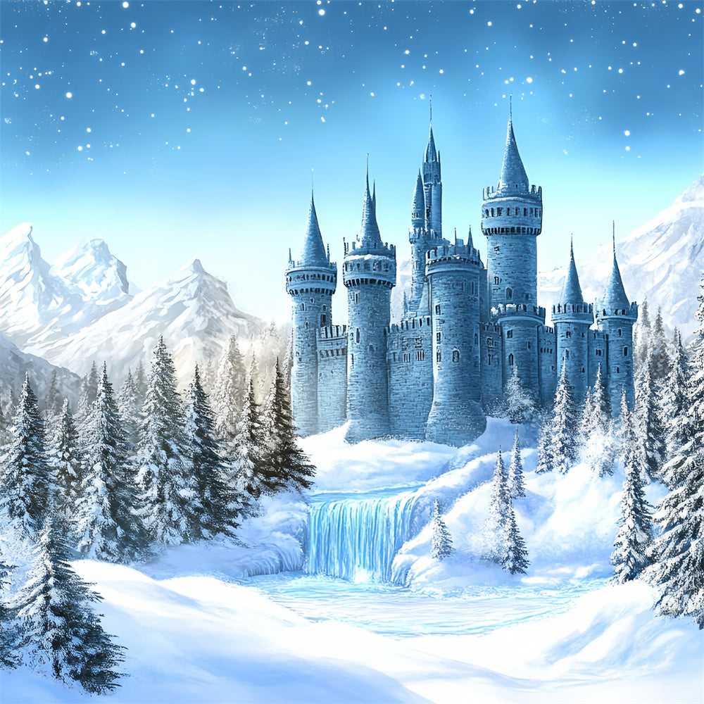 Winter Wonderland Backdrop Frosted Fairytale Castle Backdrop UK BRP57-379