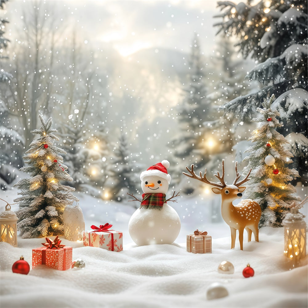 Snowy Backdrop Cozy Snowman Gift Christmas Backdrop UK BRP57-381
