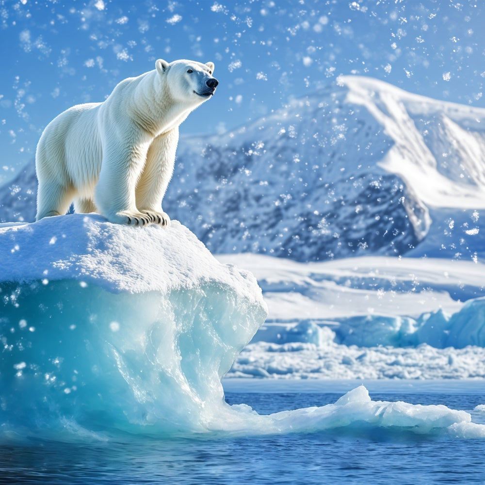 Snow Backdrop Polar Bear Majesty Iceberg Backdrop UK BRP57-384