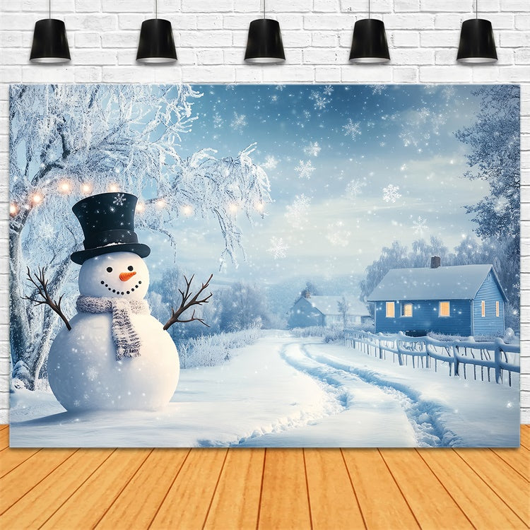 Winter Scene Backdrop Snowman Holiday Village Backdrop UK BRP57-387