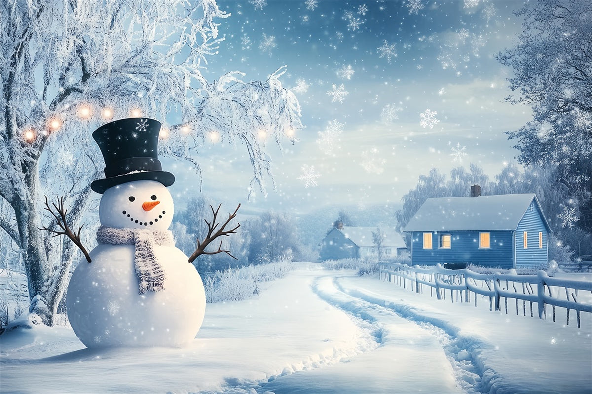 Winter Scene Backdrop Snowman Holiday Village Backdrop UK BRP57-387