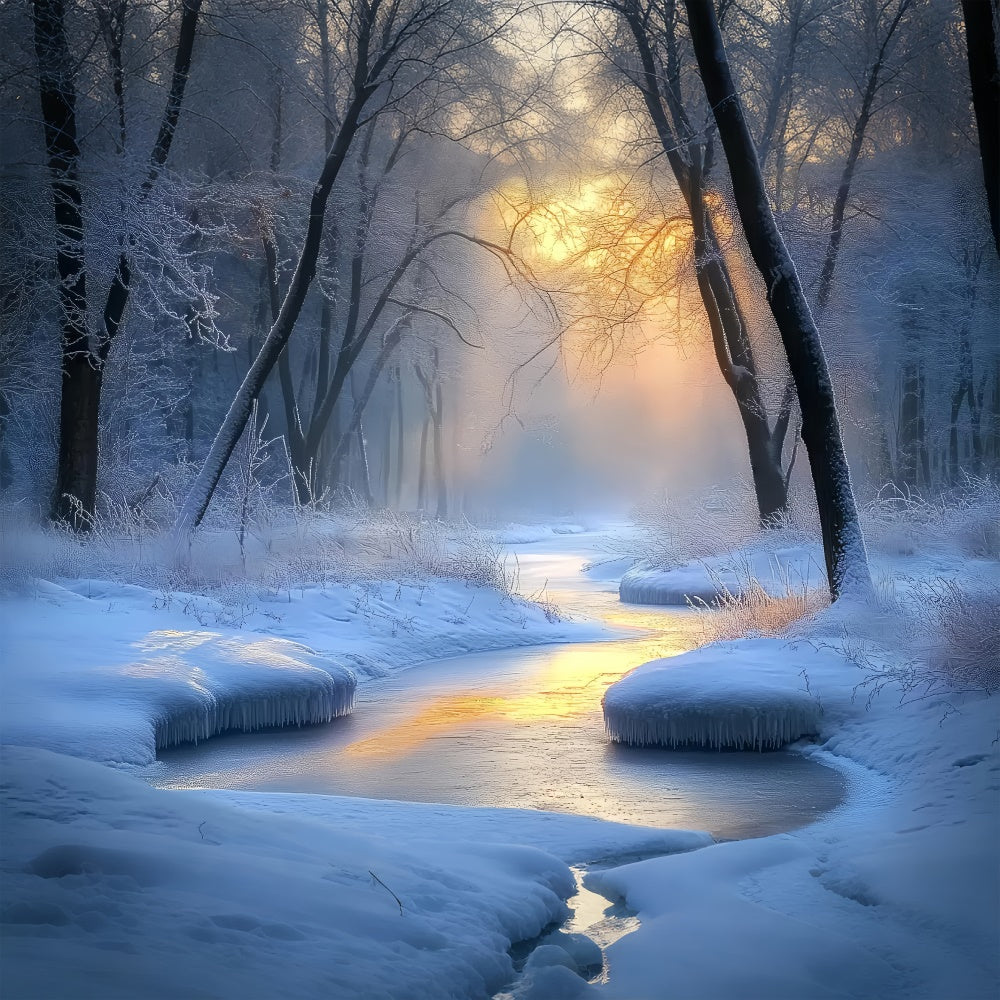 Winter Wonderland Backdrop Frost Forest Stream Backdrop UK BRP57-391