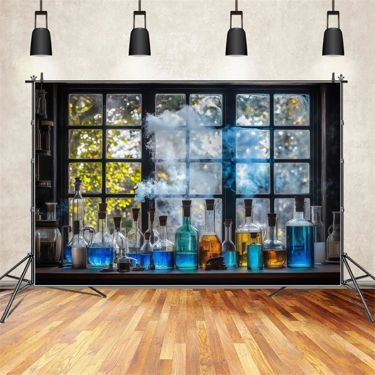 Chemistry Backdrop Blue Potion Window Scene Backdrop UK BRP57-44