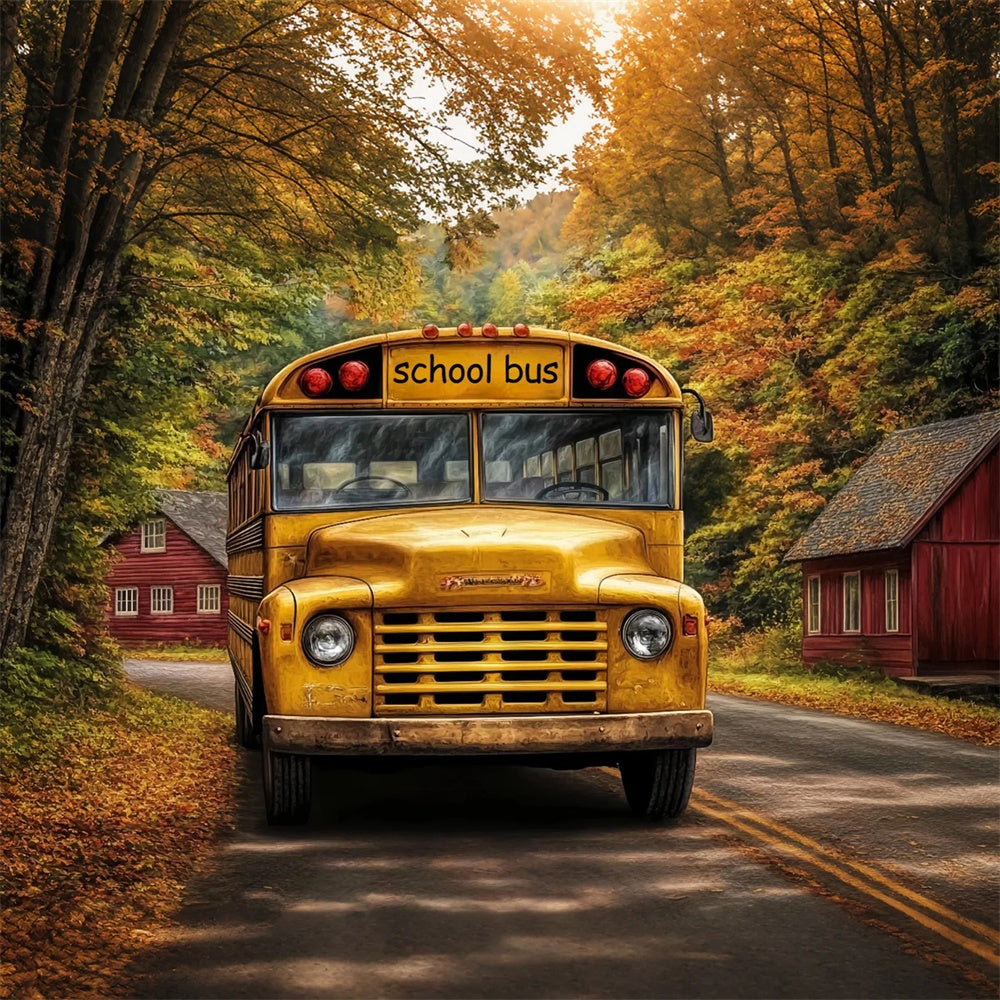 Back To School Backdrops Vintage Autumn Bus Backdrop UK BRP57-58