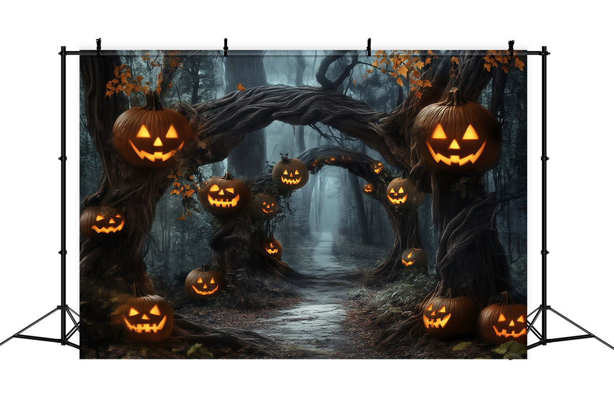 Forest Backdrop Pumpkin Lantern Pathway Halloween Backdrop UK BRP57-60