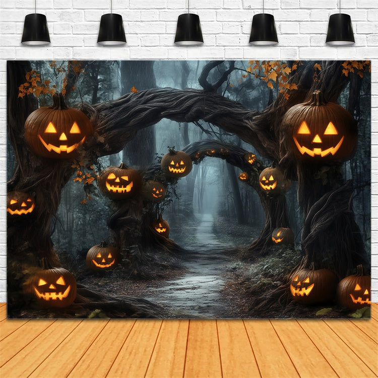 Forest Backdrop Pumpkin Lantern Pathway Halloween Backdrop UK BRP57-60