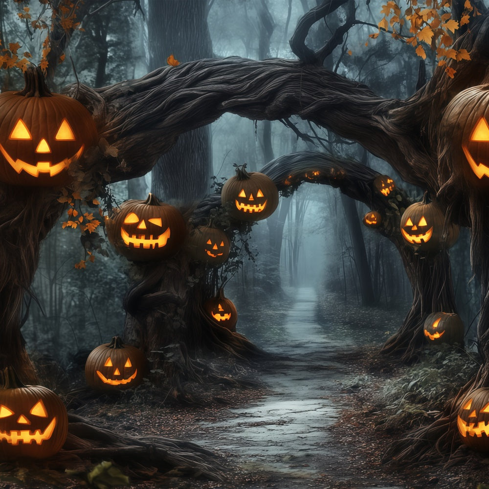 Forest Backdrop Pumpkin Lantern Pathway Halloween Backdrop UK BRP57-60