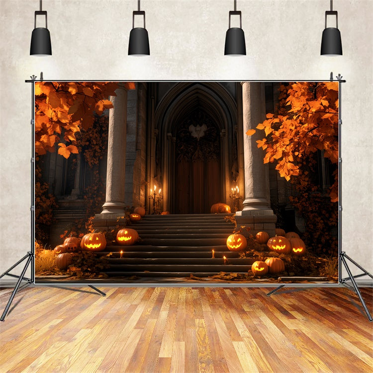 Halloween Photo Backdrop Pumpkin Porch Gothic Backdrop UK BRP57-66