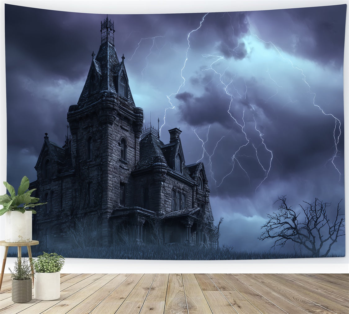 Halloween Photo Booth Backdrop Haunted Storm Castle Backdrop UK BRP57-70