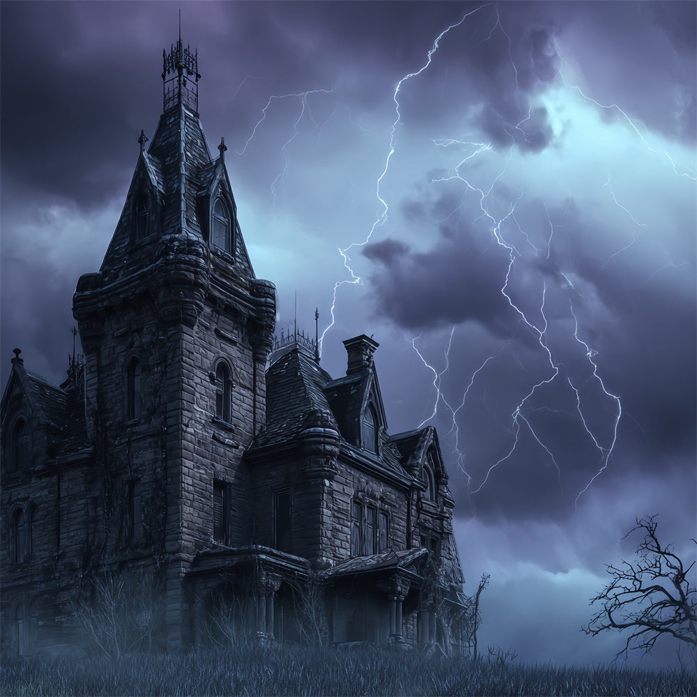 Halloween Photo Booth Backdrop Haunted Storm Castle Backdrop UK BRP57-70