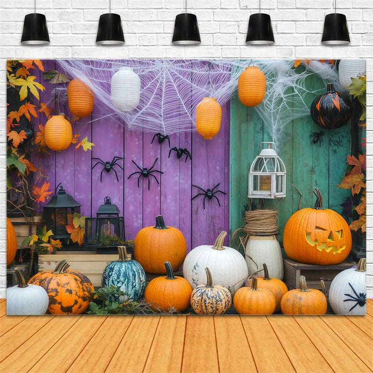 Halloween Photo Backdrop Spiderweb Pumpkin Wall Backdrop UK BRP57-78
