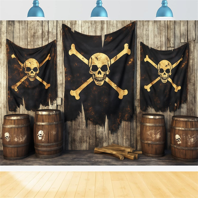 Scary Halloween Backdrops Skull Pirate Tavern Backdrop UK BRP57-85