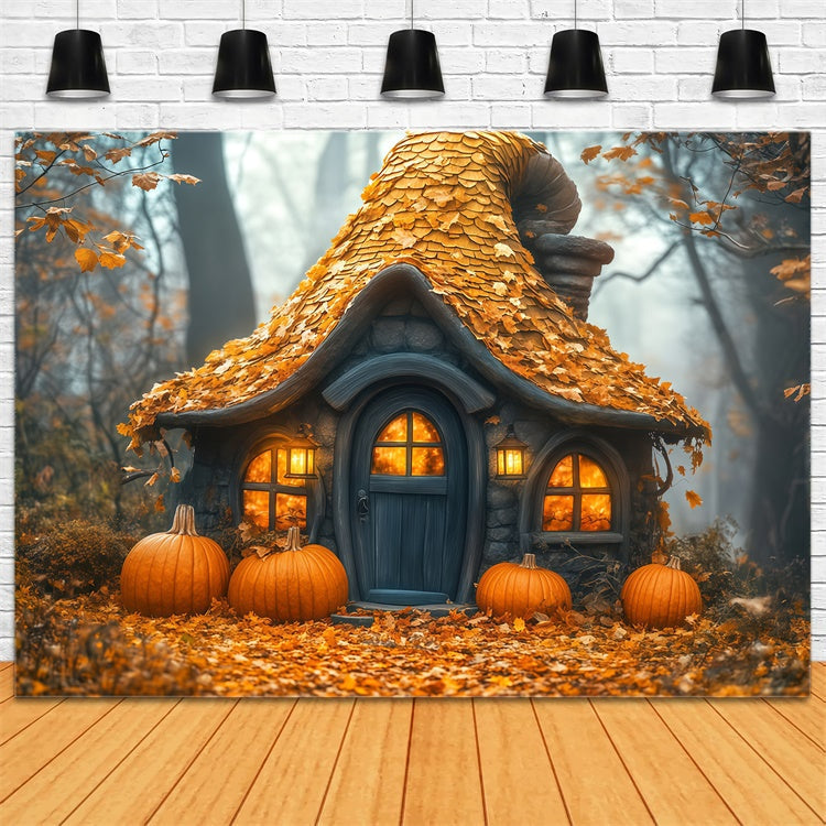 Halloween Backdrop Ideas Autumn Pumpkin Cottage Backdrop UK BRP57-86