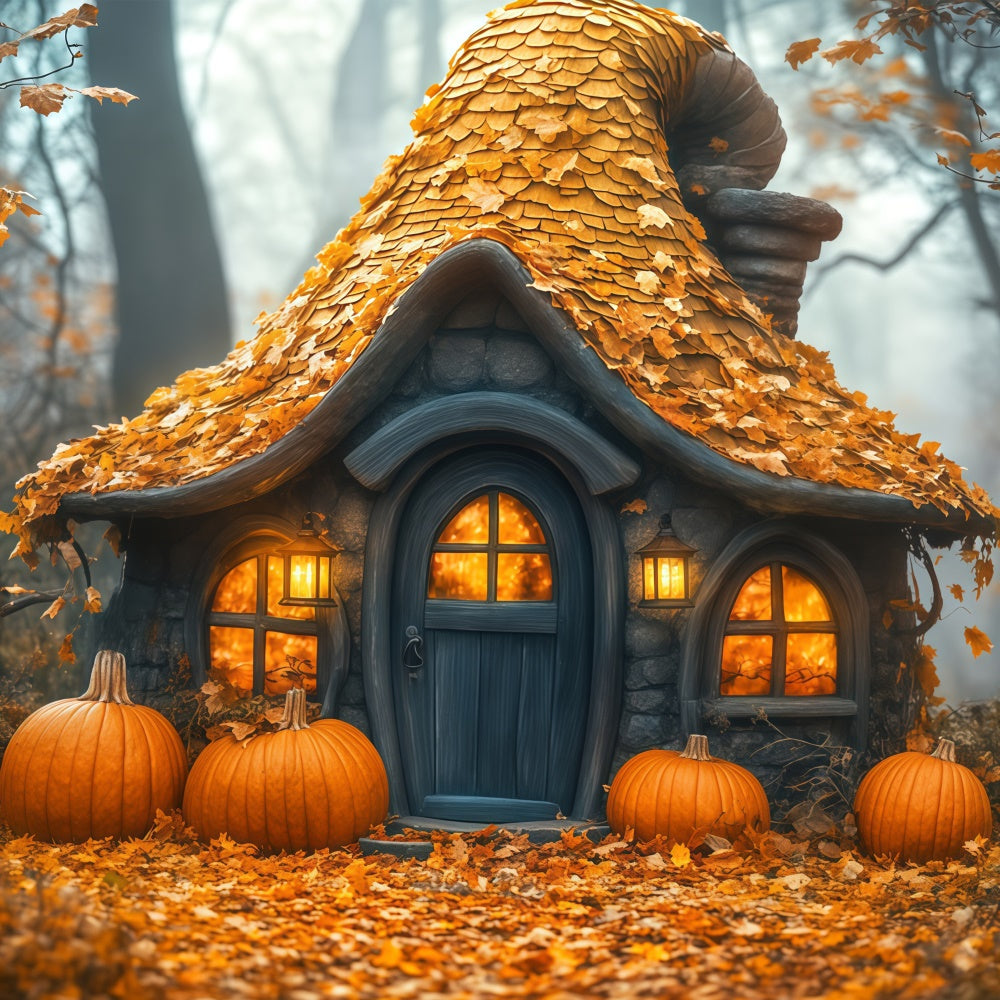 Halloween Backdrop Ideas Autumn Pumpkin Cottage Backdrop UK BRP57-86