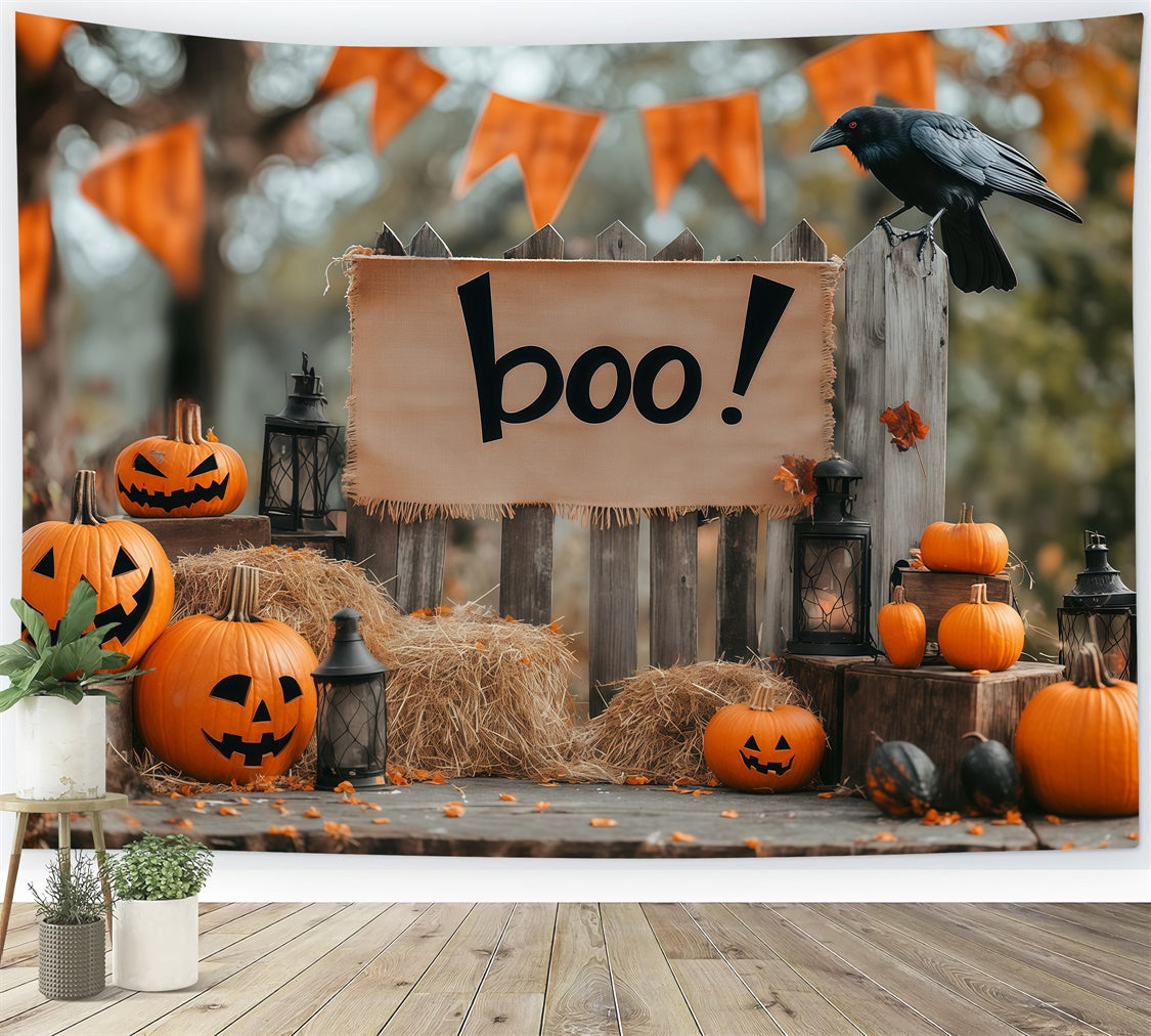 Halloween Party Backdrop Pumpkin Welcome Fence Backdrop UK BRP57-91