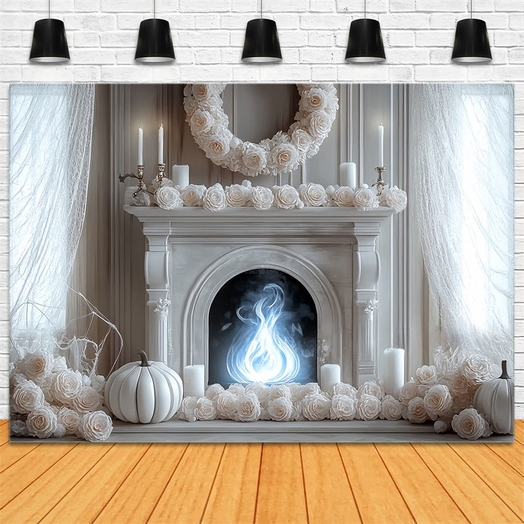 Halloween Backdrops Ghostly Elegance Fireplace Backdrop UK BRP57-94