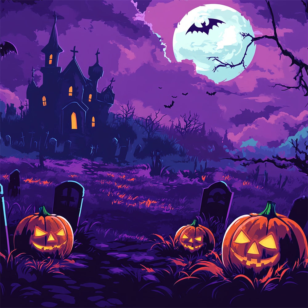 Scary Halloween Backdrop Moonlit Pumpkin Glow Backdrop UK BRP57-96