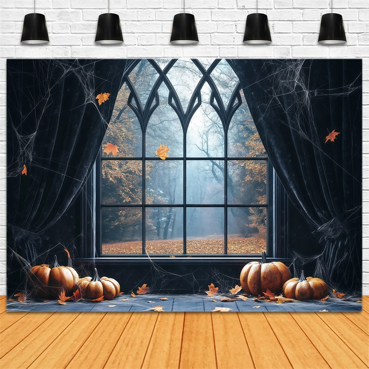 Halloween Backdrop Cobweb Curtains Gothic Window Backdrop UK BRP57-98