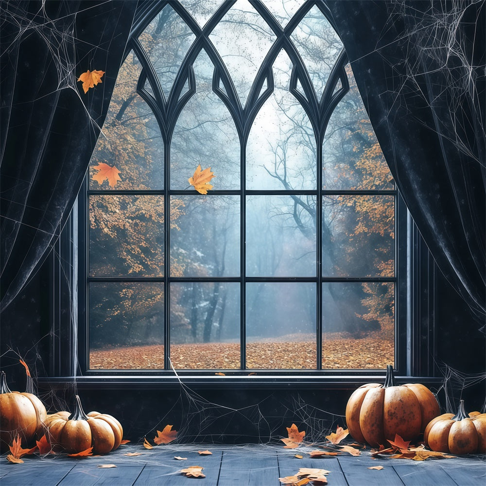 Halloween Backdrop Cobweb Curtains Gothic Window Backdrop UK BRP57-98