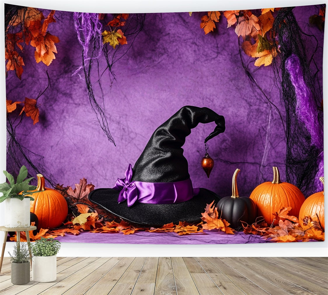 Halloween Photo Backdrop Black Magic Golden Leaves Backdrop UK BRP57-99