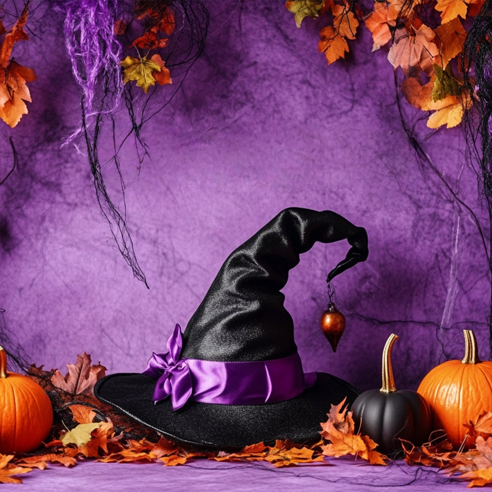 Halloween Photo Backdrop Black Magic Golden Leaves Backdrop UK BRP57-99