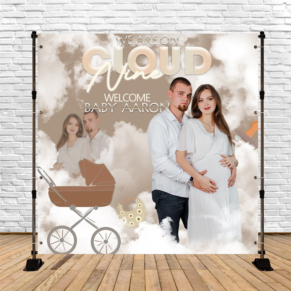 Backdrop For Baby Shower Dreamy Cloud Pram Custom Backdrop UK BRP6-1