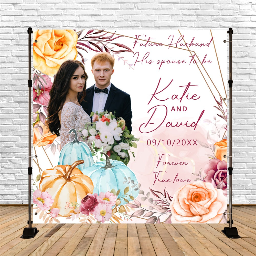 Fall Wedding Backdrop Blooms Pumpkins Romance Customized Backdrop UK BRP6-106