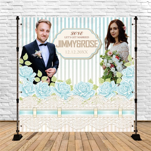 Wedding Photo Backdrops Blue Rose Lace Personalized Backdrop UK BRP6-107