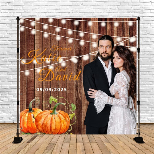 Fall Wedding Backdrop Cozy Lights Pumpkin Customized Backdrop UK BRP6-108