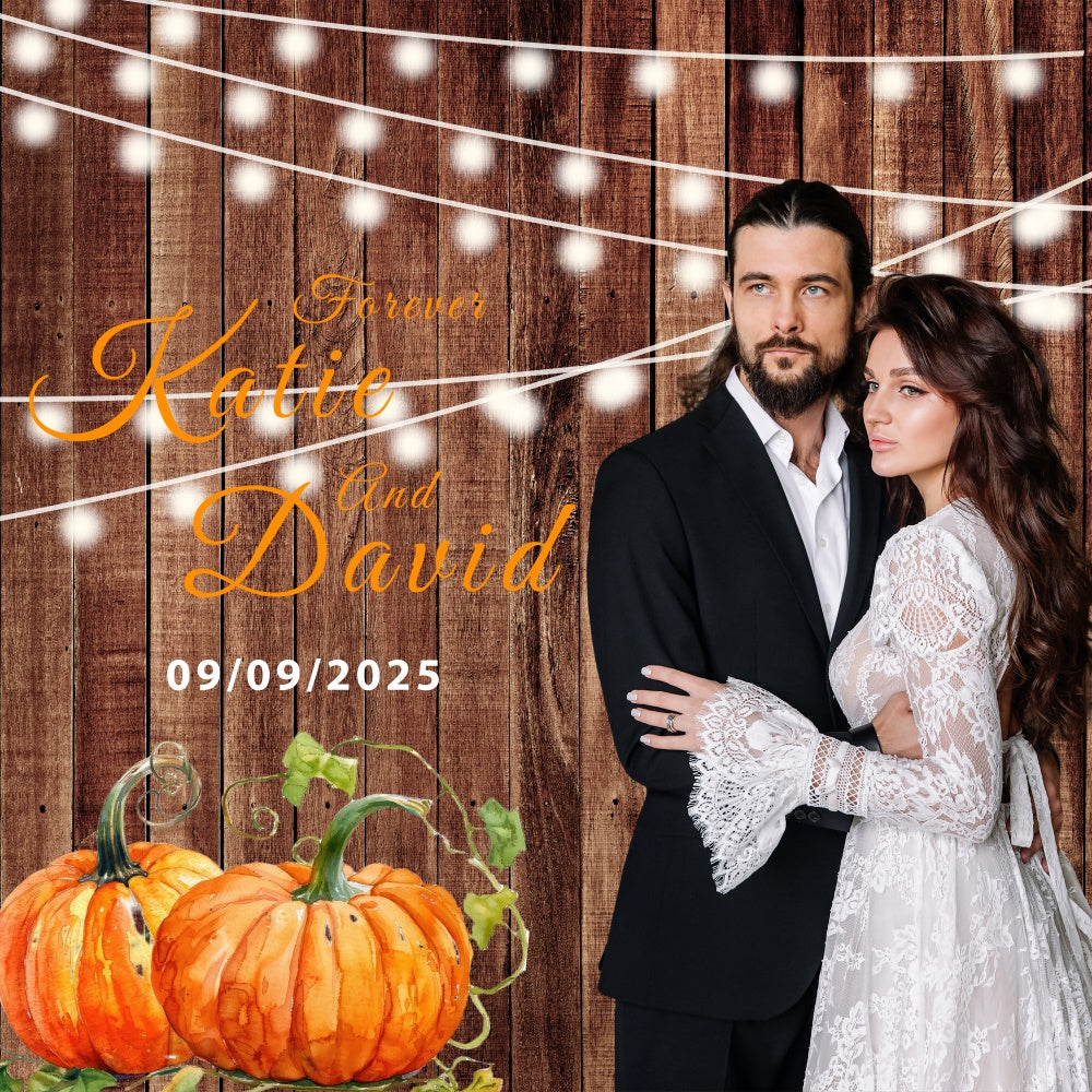 Fall Wedding Backdrop Cozy Lights Pumpkin Customized Backdrop UK BRP6-108