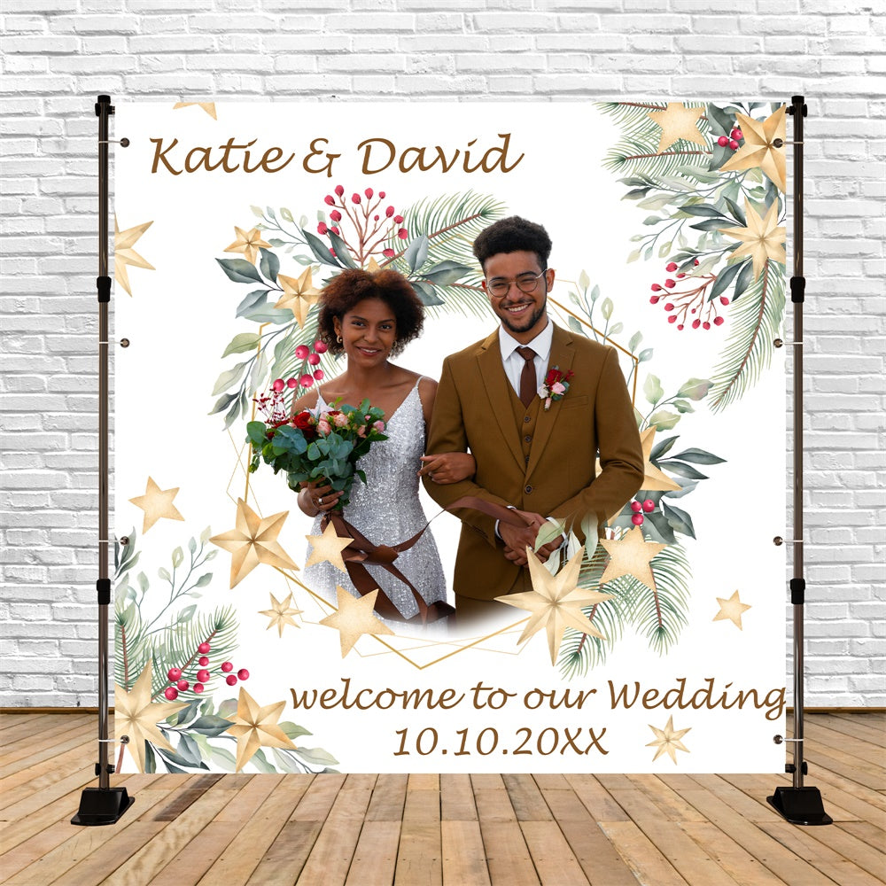 Christmas Wedding Backdrop Cozy Festive Personalized Backdrop UK BRP6-112