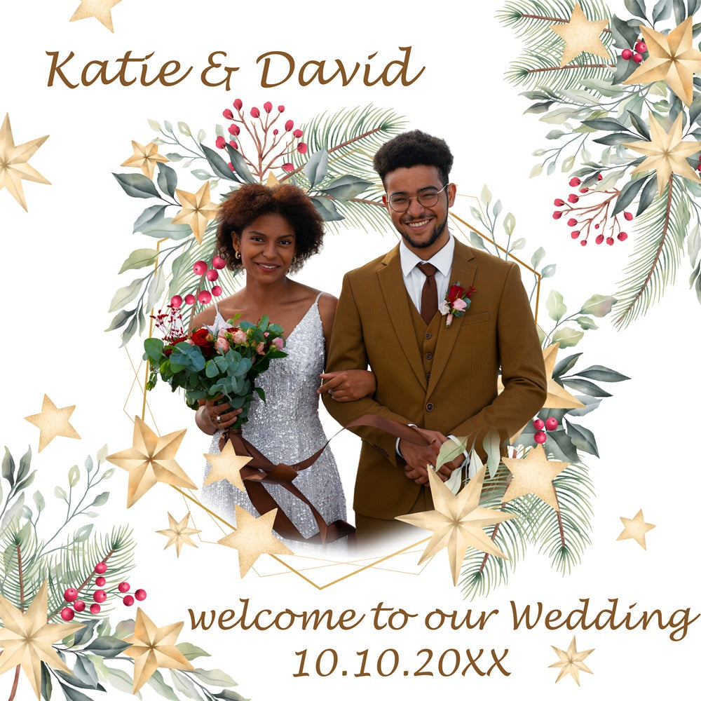 Christmas Wedding Backdrop Cozy Festive Personalized Backdrop UK BRP6-112