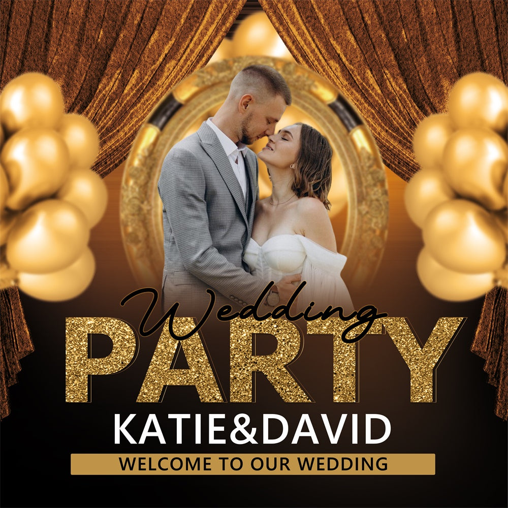 Personalized Backdrop For Wedding Gold Glam Balloon Backdrop UK BRP6-117