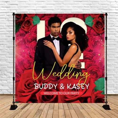 Personalized Backdrop For Wedding Romantic Rose Glam Backdrop UK BRP6-124