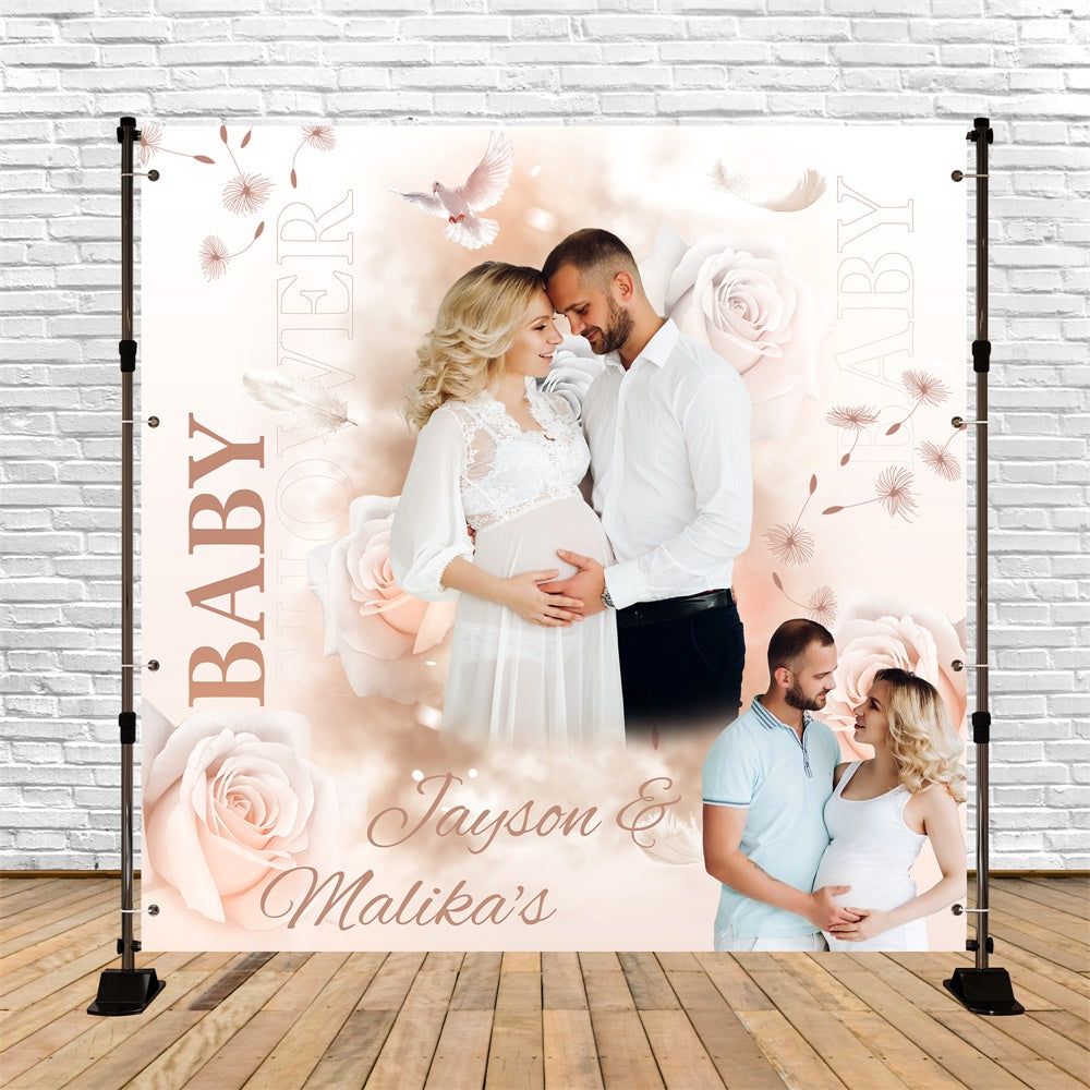 Baby Shower Photo Backdrop Blush Rose Personalized Backdrop UK BRP6-17