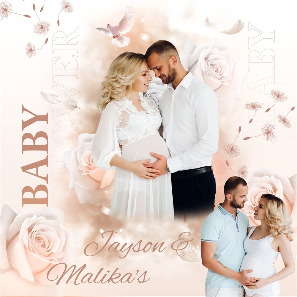Baby Shower Photo Backdrop Blush Rose Personalized Backdrop UK BRP6-17
