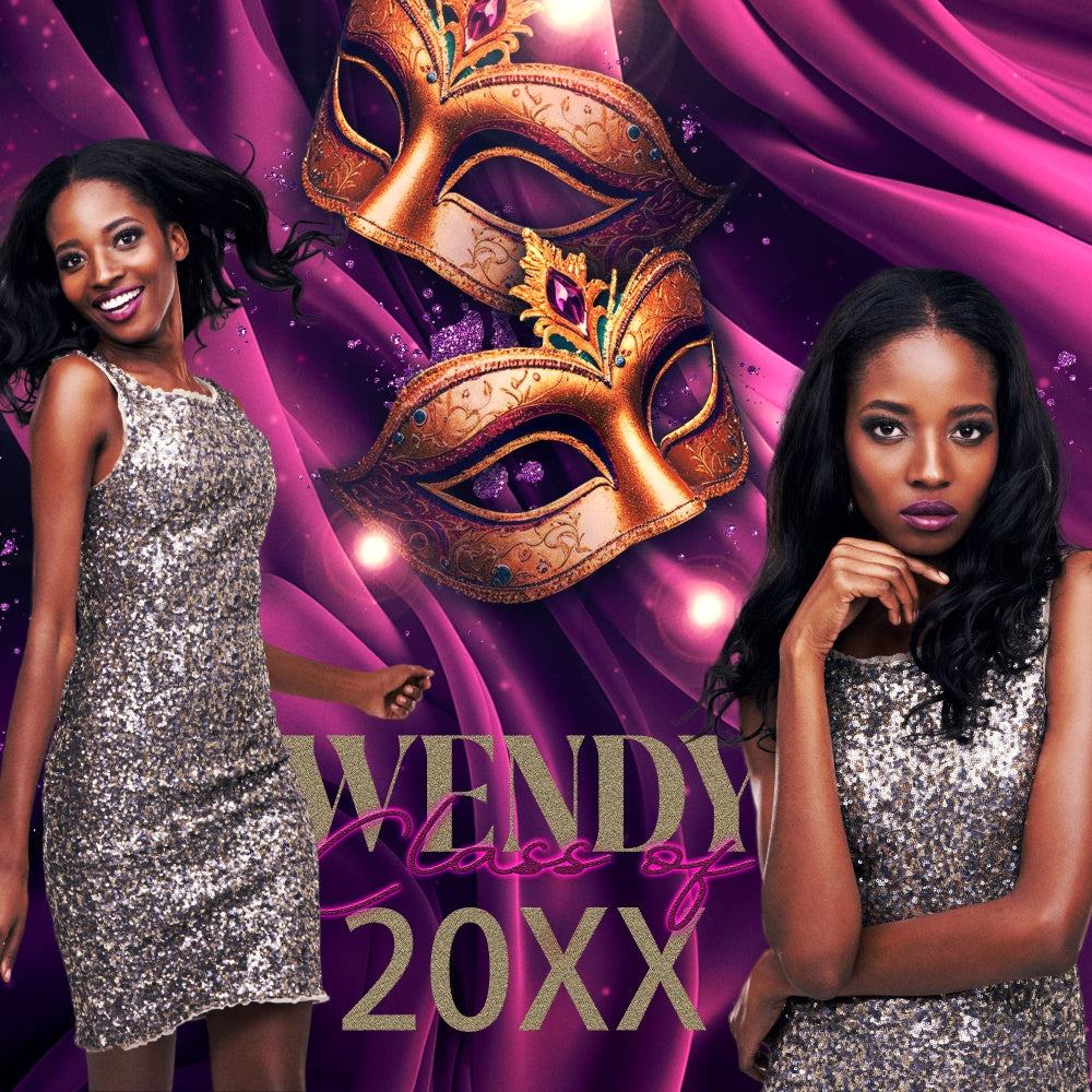 Customized Graduation Backdrop Purple Masquerade Party Graduation Backdrop UK BRP6-180