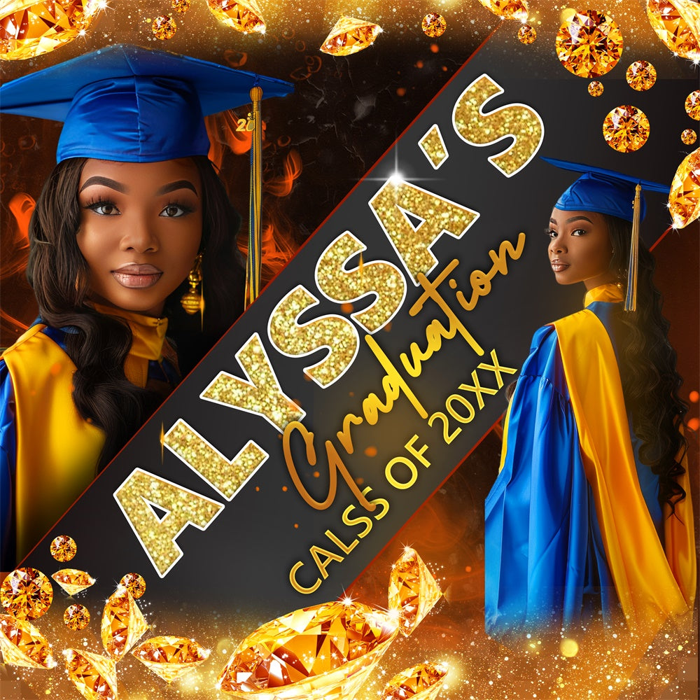 Graduation Backdrop Jewel Spark Personalized Party Graduation Backdrop UK BRP6-183