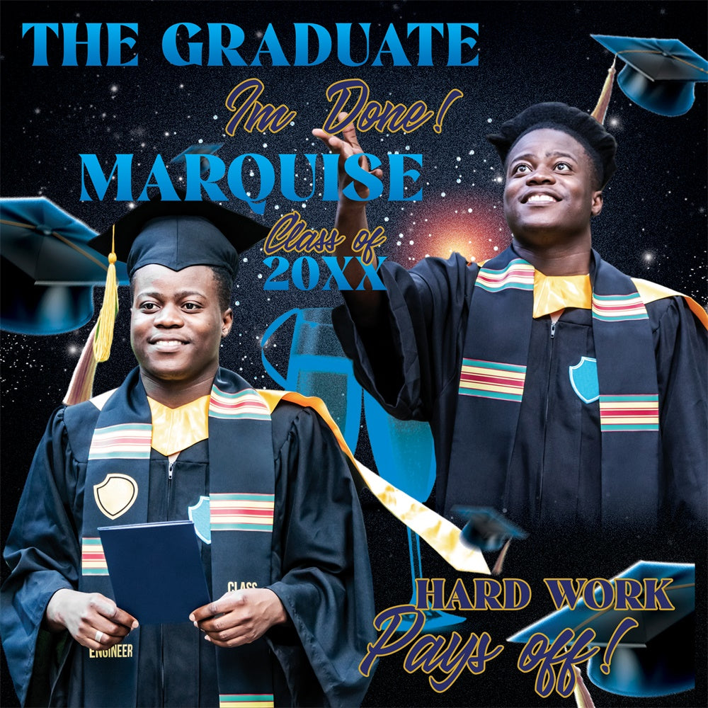 Customized Graduation Backdrop Midnight Galaxy Party Graduation Backdrop UK BRP6-192
