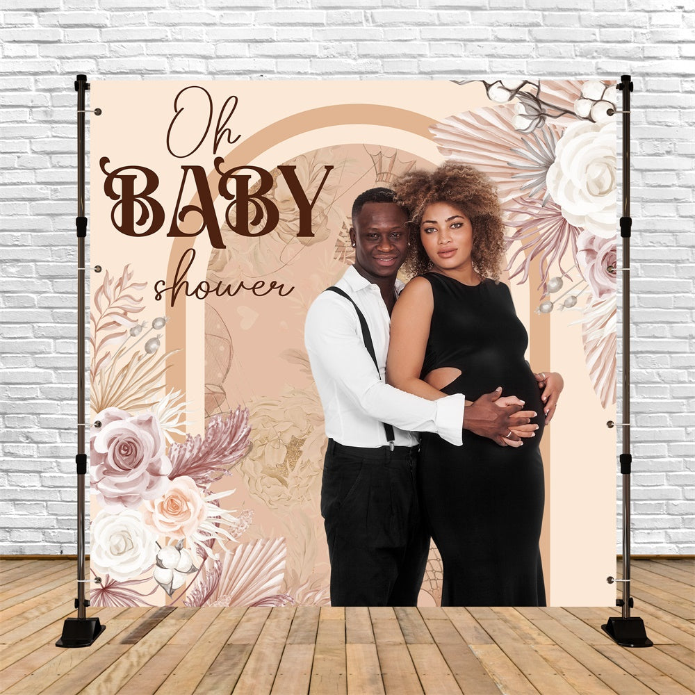 Boho Baby Shower Backdrop Boho Floral Soft Personalized Backdrop UK BRP6-220