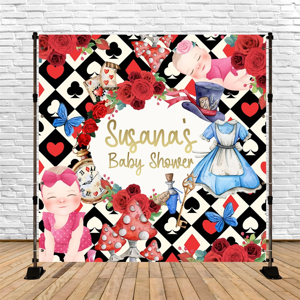 Baby Shower Backdrop Magical Cards Floral Customized Backdrop UK BRP6-224