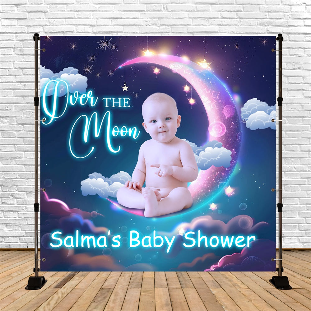 Baby Shower Backdrop Dreamy Night Moonlight Custom Backdrop UK BRP6-24