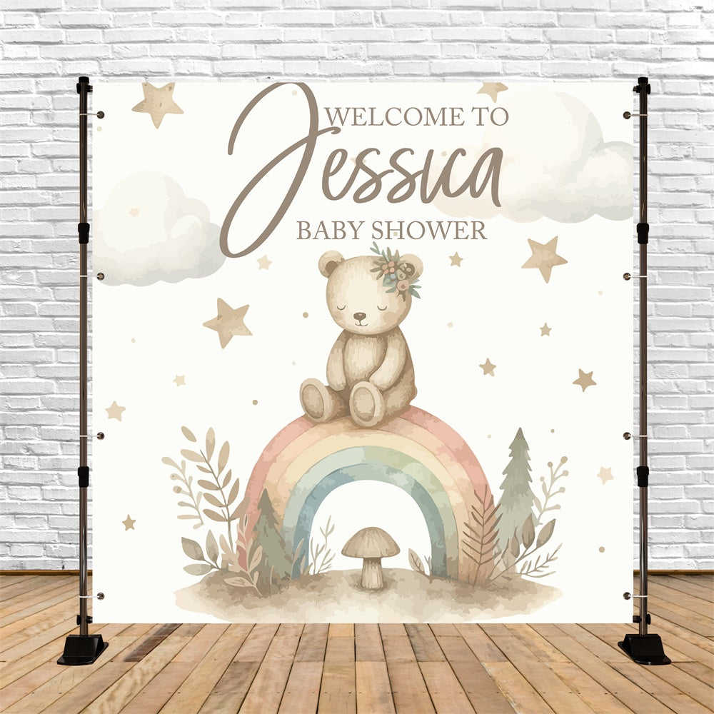 Backdrop For Baby Shower Little Bear Rainbow Custom Backdrop UK BRP6-26