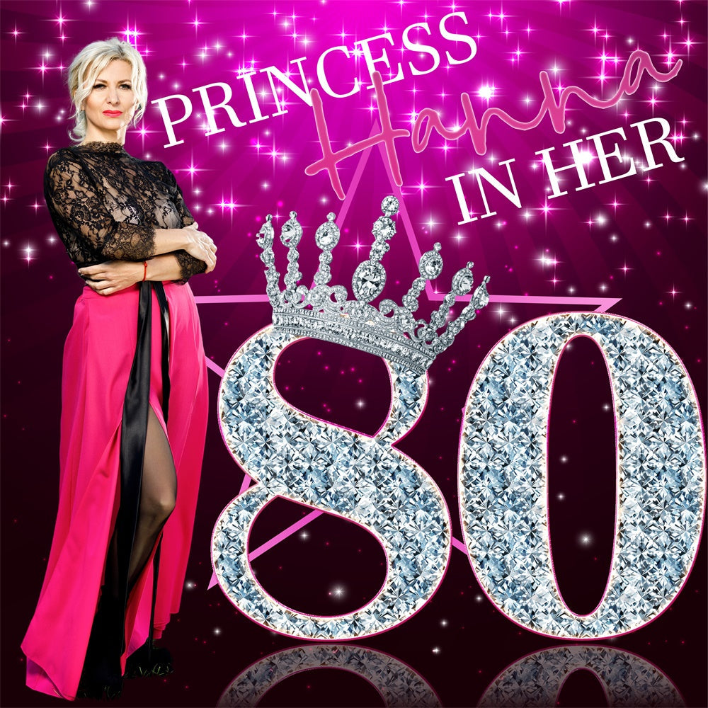 80th Birthday Backdrop Diamond Reign Sparkle Custom Backdrop UK BRP6-52