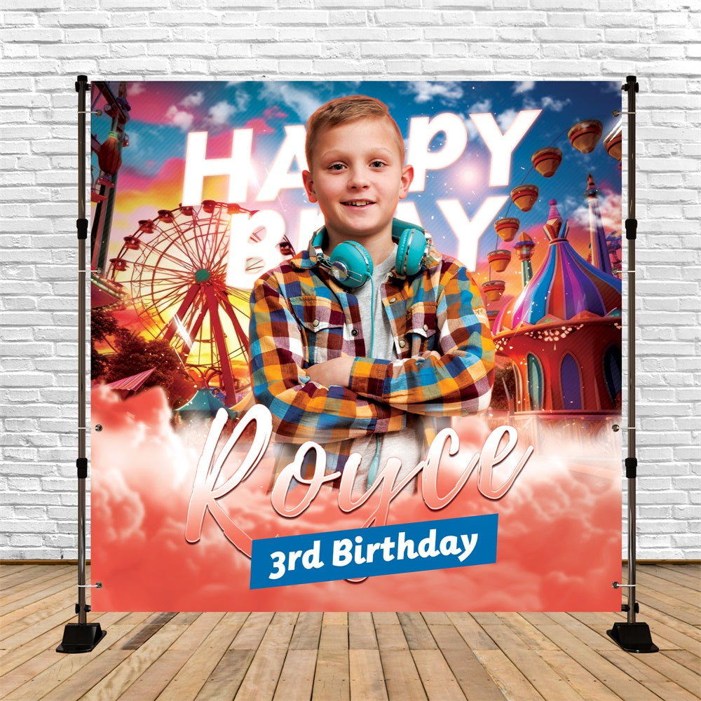 Customized Birthday Backdrop Ferris Wheel Fantasy Backdrop UK BRP6-66